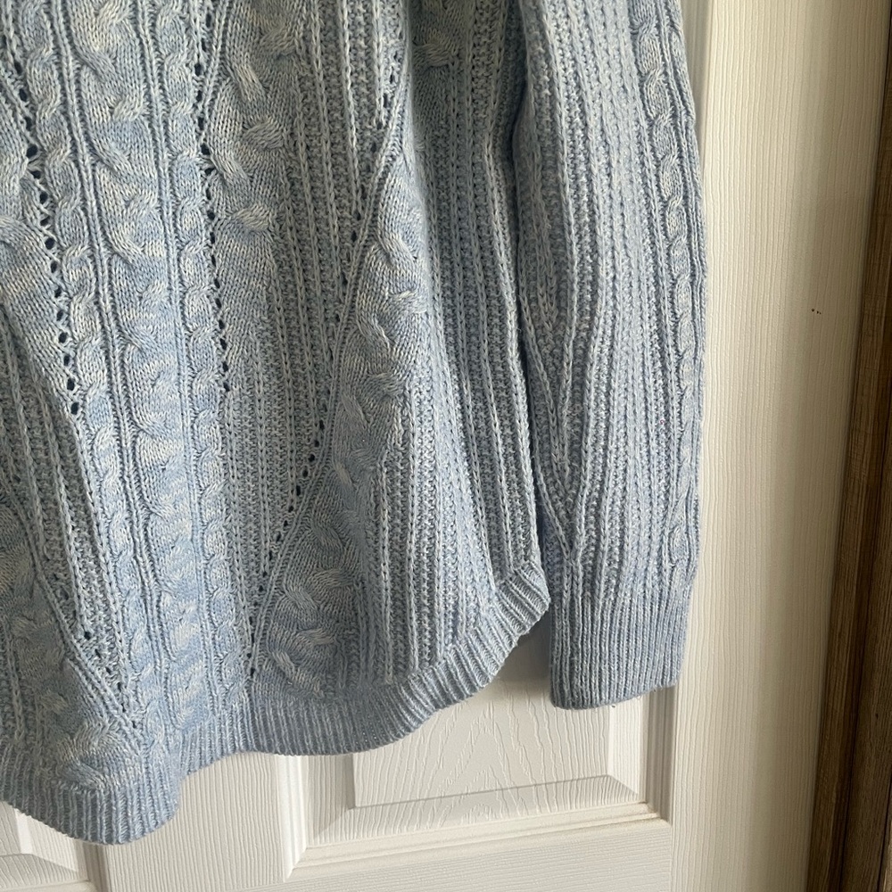 SO Perfect Women's Soft Blue Cable Knit Sweater - Picture 7 of 9